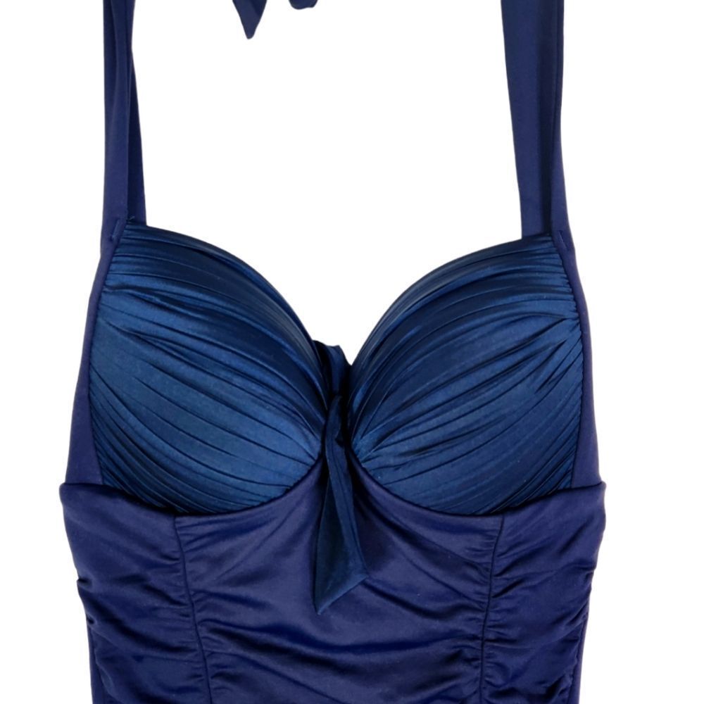 SEAFOLLY Swimsuit Womens US 8 Navy Blue Maillot Halter One Piece Swimsuit Beach - Picture 4 of 8